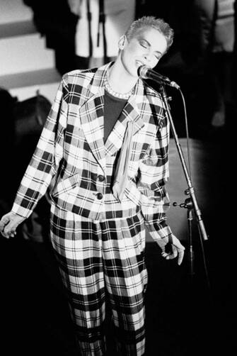 Scottish musician Annie Lennox, of the group Eurythmics, performs onstage at the Ritz, New York, New York, March 29, 1984. (Photo by Gary Gershoff/Getty Images)
