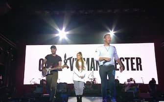 Ariana Grande performs with Coldplay during the 'One Love Manchester Concert'. Broadcast on BBC One HD

Featuring: Ariana Grande, Coldplay, Chris Martin
When: 04 Jun 2017
Credit: Supplied by WENN

**WENN does not claim any ownership including but not limited to Copyright, License in attached material. Fees charged by WENN are for WENN's services only, do not, nor are they intended to, convey to the user any ownership of Copyright, License in material. By publishing this material you expressly agree to indemnify, to hold WENN, its directors, shareholders, employees harmless from any loss, claims, damages, demands, expenses (including legal fees), any causes of action, allegation against WENN arising out of, connected in any way with publication of the material.**