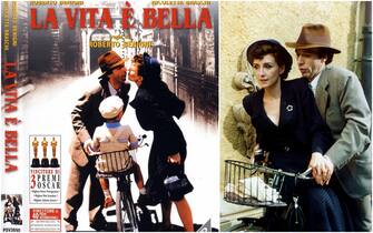 Locandina e scena del film La vita è bella Locandina e scena del film La vita è bella con Roberto Benigni e Nicoletta Braschi