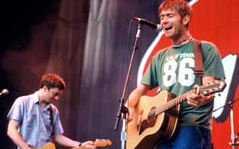 MOUNTAIN VIEW, CA - JUNE 13 Damon Albarn of Blur performing at Live 105.3's BFD in 1997 at the Shoreline Amphitheater. Event held on June 13, 1997 in Mountain View, California.  (Photo by Tim Mosenfelder/Getty Images) 