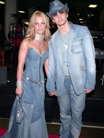 Britney Spears and Justin Timberlake, arriving at the 28th annual American Music Awards, held at the Shrine Auditorium. (Photo by Frank Trapper/Corbis via Getty Images)