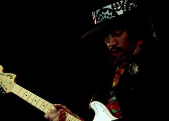 American guitarist Jimi Hendrix (1942-1970) performing at the Royal Albert Hall, London, circa 1968. (Photo by Andrew Maclear/Hulton Archive/Getty Images)