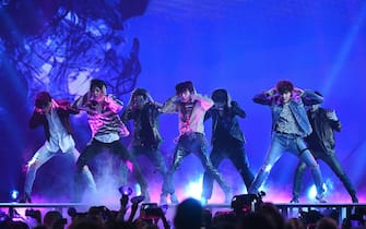LAS VEGAS, NV - MAY 20:
Jungkook, Jimin, V, Suga, Jin, j-hope of BTS perform at the 2018 Billboard Music Awards at MGM Grand Garden Arena on May 20, 2018 in Las Vegas, Nevada. (Photo by Frank Micelotta/PictureGroup/Sipa USA)