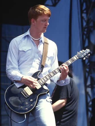 SAN JOSE, CA - AUGUST 02: Josh Homme of Screaming Trees performs during Lollapalooza at Spartan Stadium on August 2, 1996 in San Jose, California.  (Photo by Tim Mosenfelder/Getty Images)