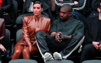 1209679409 PARIS, FRANCE - MARCH 01: (EDITORIAL USE ONLY) Kim Kardashian and Kanye West attend the Balenciaga show as part of the Paris Fashion Week Womenswear Fall/Winter 2020/2021 on March 01, 2020 in Paris, France. (Photo by Pierre Suu/Getty Images)
