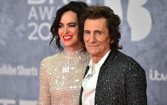 LONDON, ENGLAND - FEBRUARY 08: (EDITORIAL USE ONLY) Ronnie Wood and Sally Wood attend The BRIT Awards 2022 at The O2 Arena on February 08, 2022 in London, England. (Photo by Jim Dyson/Redferns)