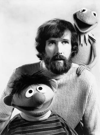 Jim Henson with two of his "Muppets", puppets Kermit The Frog and Ernie, from "Sesame Street".