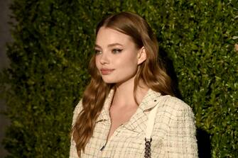 NEW YORK, NY - APRIL 23: Kristine Froseth wears an ecru and pink fantasy tweed jumpsuit, Look 4, from the Spring-Summer 2018 Act 1 Ready-to-Wear Collection and CHANEL Shoes and Bag at the CHANEL Tribeca Film Festival Artists Dinner at Balthazar on April 23, 2018 in New York City.  (Photo by Nicholas Hunt/WireImage)
