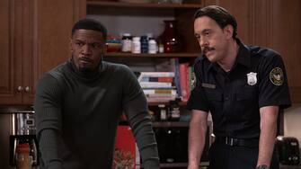 DAD STOP EMBARRASSING ME (L to R) JAMIE FOXX as BRIAN and JONATHAN KITE as JOHNNY in episode 107 of DAD STOP EMBARRASSING ME Cr. EDDY CHEN/NETFLIX Â© 2021
