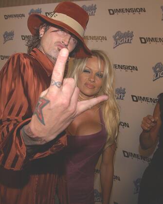 Pamela Anderson and Tommy Lee arrive at the premiere of "Scary Movie 3." (Photo by Frank Trapper/Corbis via Getty Images)
