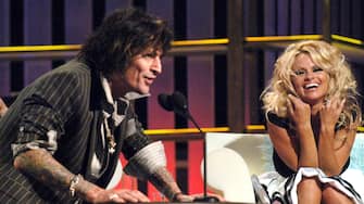 Tommy Lee and Pamela Anderson during Comedy Central Roast of Pamela Anderson - Show at Sony Studios in Culver City, California, United States. (Photo by Jeff Kravitz/FilmMagic)