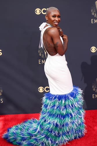 Los Angeles, CA - September 19:      Cynthia Erivo attends the 73rd Primetime Emmy Awards at L.A. Live on Sunday, Sept. 19, 2021 in Los Angeles, CA.  (Jay L. Clendenin / Los Angeles Times via Getty Images)