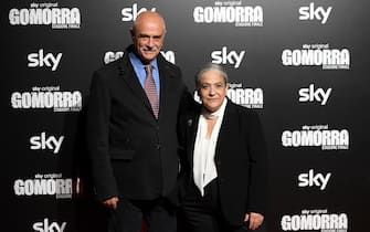 Italian actors Antonio Ferrante (L) and Nunzia Schiano pose during the red carpet for the TV series 'Gomorra-stagione finale' (Gomorrah-final season) in Rome, Italy, 15 November 2021. The series, in its fifth and final season, is based on Italian writer Roberto Saviano's 2006 novel and will air on 19 November.     ANSA/ETTORE FERRARI
