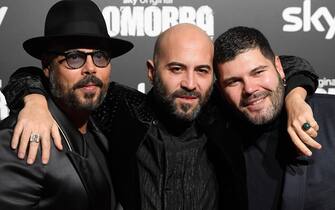 Italian director and actor Marco D'Amore (L), Italian singer Giuliano Sangiorgi (C) and Italian actor Salvatore Esposito (R) pose during the red carpet for the TV series 'Gomorra-stagione finale' (Gomorrah-final season) in Rome, Italy, 15 November 2021. The series, in its fifth and final season, is based on Italian writer Roberto Saviano's 2006 novel and will air on 19 November.     ANSA/ETTORE FERRARI