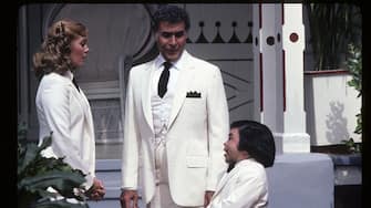 FANTASY ISLAND - "Night in the Harem / Druids" - Airdate: November 14, 1981. (Photo by ABC Photo Archives/Disney General Entertainment Content via Getty Images)L-R: WENDY SCHAAL;RICARDO MONTALBAN;HERVE VILLECHAIZE