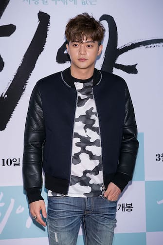 SEOUL, SOUTH KOREA - MARCH 08:  South Korean actor Kim Ji-Hoon attends the VIP screening for 'Hiya' at Lotte Cinema on March 08, 2016 in Seoul, South Korea. The film will open on March 10, in South Korea.  (Photo by Han Myung-Gu/WireImage)
