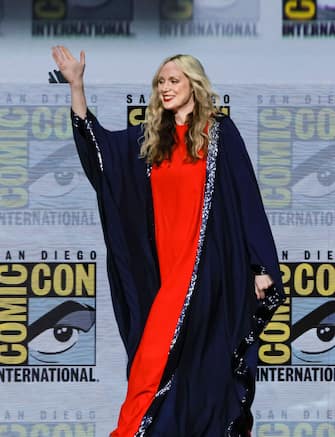 SAN DIEGO, CALIFORNIA - JULY 23: Gwendoline Christie speaks onstage during "The Sandman" special video presentation and Q&A panel during 2022 Comic Con International: San Diego at San Diego Convention Center on July 23, 2022 in San Diego, California. (Photo by Kevin Winter/Getty Images)