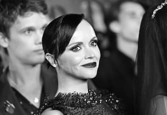 LOS ANGELES, CALIFORNIA - NOVEMBER 16: (EDITOR'S NOTE: Image was created in black and white. Color version not available.) Christina Ricci attends the world premiere of Netflix's "Wednesday" on November 16, 2022 in Los Angeles, California. (Photo by Charley Gallay/Getty Images for Netflix)
