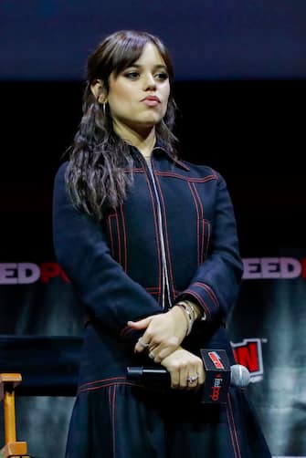 NEW YORK, NEW YORK - OCTOBER 08: Jenna Ortega speaks onstage as Netflix Presents: Wednesday during New York Comic Con 2022 on October 08, 2022 in New York City. (Photo by Astrid Stawiarz/Getty Images for ReedPop)