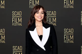 SAVANNAH, GEORGIA - OCTOBER 23: Jenna Ortega attends The 25th SCAD Savannah Film Festival â   Red Carpet and Award Presentation to Jenna Ortega on October 23, 2022 in Savannah, Georgia. (Photo by Dia Dipasupil/Getty Images for SCAD)