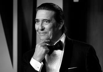 BEVERLY HILLS, CALIFORNIA - MARCH 27: EDITORS NOTE: Image has been converted to black and white.) CiarÃ¡n Hinds attends the 2022 Vanity Fair Oscar Party Hosted By Radhika Jones  at Wallis Annenberg Center for the Performing Arts on March 27, 2022 in Beverly Hills, California. (Photo by Frazer Harrison/Getty Images)