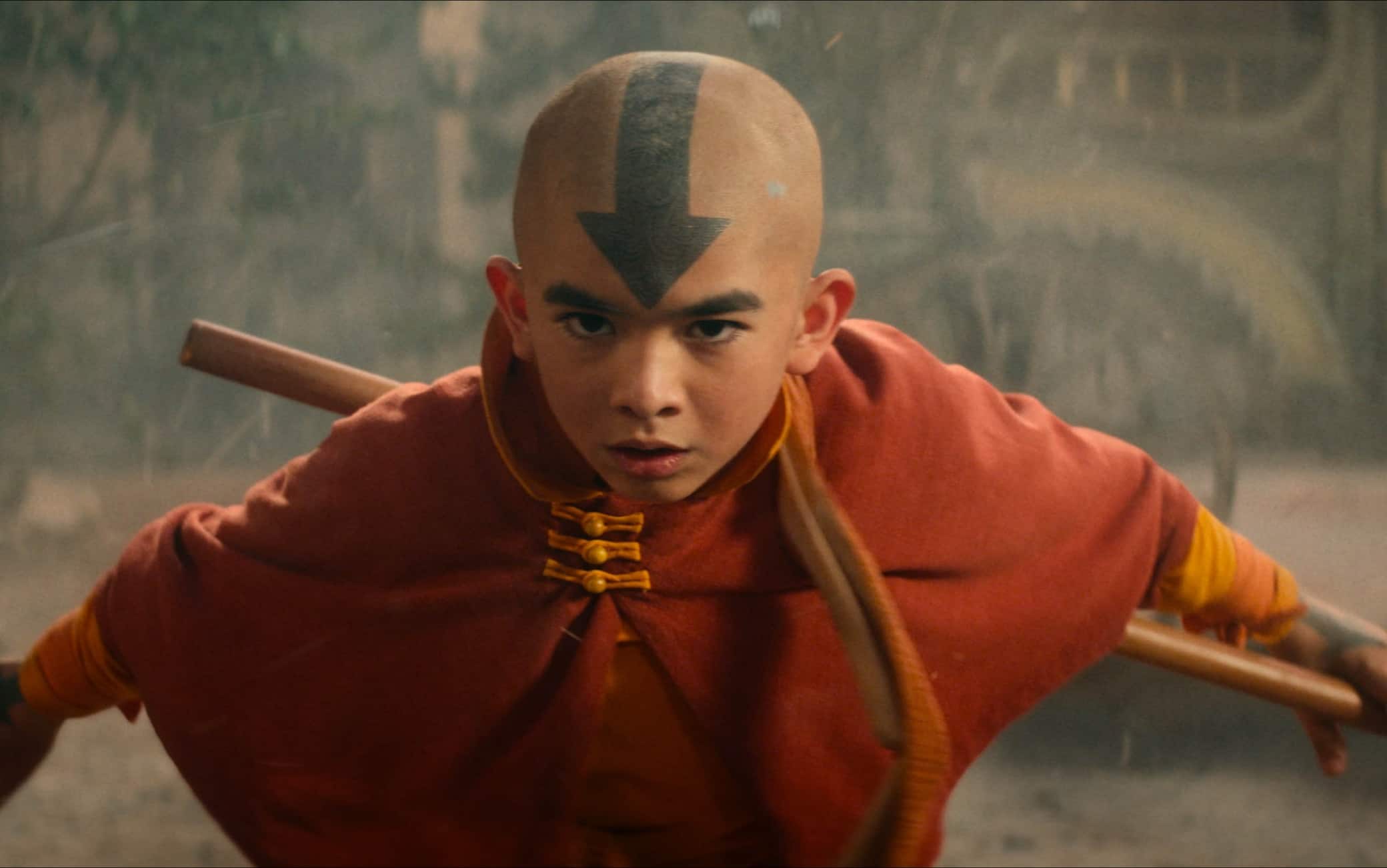 Avatar: The Last Airbender. Gordon Cormier as Aang in season 1 of Avatar: The Last Airbender. Cr. Courtesy of Netflix © 2023