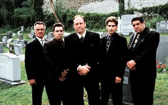 Exploring the life of a modern-day mob boss, the exclusive new series THE SOPRANOS combines drama and comic irony, debuting hour-long episodes Sundays (9:00-10:00 p.m. ET) on HBO.  Pictured:  Tony Sirico, Steve Van Zandt, James Gandolfini, Michael Imperioli and Vincent Pastore.