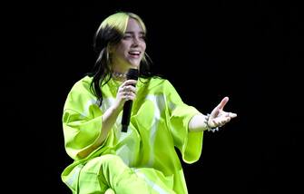 LOS ANGELES, CALIFORNIA - JANUARY 23: Billie Eilish performs onstage at Spotify Hosts "Best New Artist" Party at The Lot Studios on January 23, 2020 in Los Angeles, California. (Photo by Frazer Harrison/Getty Images  for Spotify)