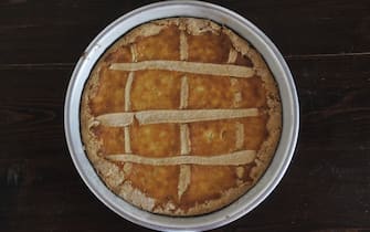 LIVORNO, ITALY - APRIL 12: A pastiera, the Easter cake, made by the photographer's mother and delivered as lockdown continues due to the coronavirus (COVID-19) outbreak on April 12, 2020 in Livorno, Italy. There have been well over 150,000 reported COVID-19 cases in Italy and nearly 20,000 deaths, but officials are confident the peak of new cases has passed.  (Photo by Laura Lezza/Getty Images)