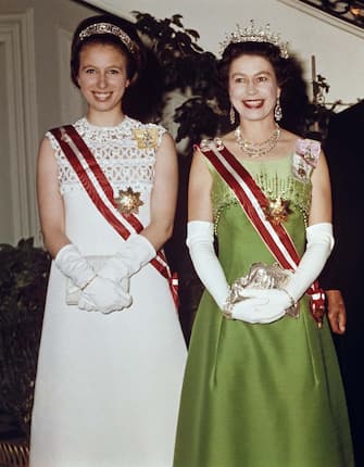 Queen Elizabeth II and Princess Anne attend a function at the Hotel Imperial in Vienna, during a State Visit to Austria, 7th May 1969. (Photo by Fox Photos/Hulton Archive/Getty Images)