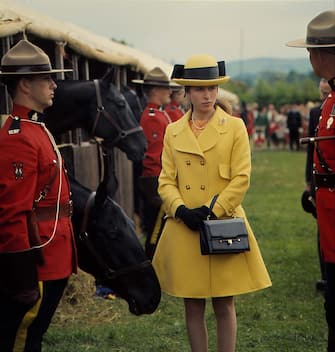 Princess Anne at the Bath and West Agricultural Show with members of the Royal Canadian Mounted Police, Bath, UK, 29th May 1969. (Photo by Jeremy Fletcher/Getty Images)