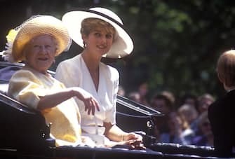 Queen Elizabeth The Queen Mother, Diana, Princess of Wales, Trooping the Colour, 13th June 1992. (Photo by John Shelley Collection/Avalon/Getty Images)