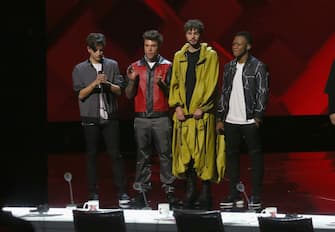 MILAN, ITALY - OCTOBER 26:  Fedez and his team attend X Factor 11 on October 26, 2017 in Milan, Italy.  (Photo by Vincenzo Lombardo/Getty Images)