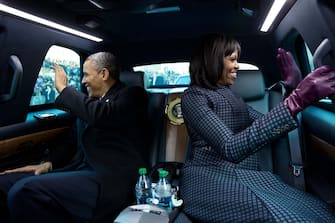 Jan. 2, 2013"The President and First Lady wave to supporters as they ride in the inaugural parade. I had asked the President if I could ride in the presidential limousine and the President joked, 'But Michelle and I were planning to make out.'" (Official White House Photo by Pete Souza)This official White House photograph is being made available only for publication by news organizations and/or for personal use printing by the subject(s) of the photograph. The photograph may not be manipulated in any way and may not be used in commercial or political materials, advertisements, emails, products, promotions that in any way suggests approval or endorsement of the President, the First Family, or the White House.