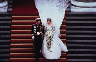 71520536 LONDON - JULY 29: (FILE PHOTO) Prince Charles, Prince of Wales and Diana, Princess of Wales leave St. Paul's Cathedral following their wedding July 29, 1981 in London, England. (Photo by Anwar Hussein/Getty Images)