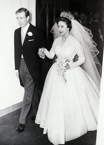514880390 Princess Margaret and her new husband Antony Armstrong-Jones leave Westminister Abbey after their wedding.