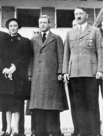 514689872 Realm leader Adolf Hitler (R) with the Duke and Duchess of Windsor on the recent occasion when they visited the Bavarian alpine retreat of the German dictator. The visit to Hitler climaxed the Windsors' tour of German industrial and housing projects. This month they will begin a similar tour of the United States.