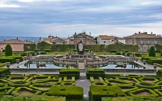 1047544386 Villa Lante at Bagnaia is a mannerist garden of surprise near Viterbo, attributed to Jacopo Barozzi da Vignola and built between 1511 and 1566, commissioned by cardinal Gianfrancesco Gambara. Villa Lante did not become so known until it passed to Ippolito Lante Montefeltro della Rovere, 100 years later. August 14, 2018, Viterbo, Italy. (Photo by Claudia Beretta/Archivio Claudia Beretta/Mondadori Portfolio via Getty Images)