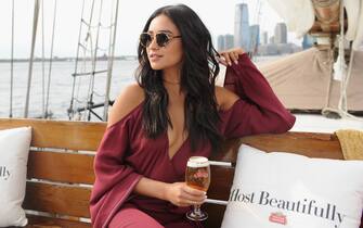 489471192 NEW YORK, NY - SEPTEMBER 21: Actress Shay Mitchell toasted bon voyage to a summer of hosting beautifully with Stella Artois while sailing into the New York City sunset on September 21, 2015. For more tips and tricks for how to host beautifully, follow @StellaArtois. (Photo by Craig Barritt/Getty Images for Stella Artois)