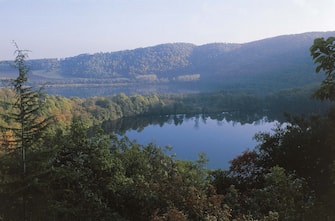 900874254 View of the lakes of Monticchio, Rionero in Vulture, Basilicata, Italy.