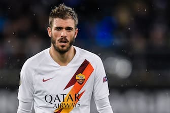 Davide Santon of AS Roma during the UEFA Europa League round of 32 second leg match between KAA Gent v AS Roma at Ghelamco Arena on February 27, 2020 in Gent, Belgium(Photo by ANP Sport via Getty Images)