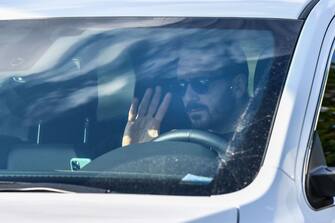 Juventus' Italian defender Leonardo Bonucci arrives in his car to attend a training session on May 18, 2020 at the Continassa training ground in Turin during the country's lockdown aimed at curbing the spread of the COVID-19 infection, caused by the novel coronavirus. (Photo by Marco Bertorello / AFP) (Photo by MARCO BERTORELLO/AFP via Getty Images)