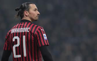 during the Serie A match between FC Internazionale and AC Milan at Stadio Giuseppe Meazza on February 9, 2020 in Milan, Italy.