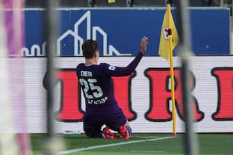 FLORENCE, ITALY - FEBRUARY 08: Federico Chiesa of ACF Fiorentina celebrates after scoring a goal during the Serie A match between ACF Fiorentina and  Atalanta BC at Stadio Artemio Franchi on February 8, 2020 in Florence, Italy.  (Photo by Gabriele Maltinti/Getty Images)