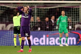 FLORENCE, ITALY - FEBRUARY 22: Federico Chiesa of ACF Fiorentina shows his dejection during the Serie A match between ACF Fiorentina and  AC Milan at Stadio Artemio Franchi on February 22, 2020 in Florence, Italy.  (Photo by Gabriele Maltinti/Getty Images)