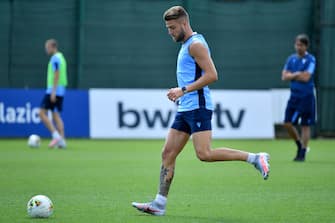 ROME, ITALY - JUNE 15: Sergej Milinkovic Savic of SS Lazio in action during the training session at the Formello center on June 15, 2020 in Rome, Italy. (Photo by Marco Rosi - SS Lazio/Getty Images)