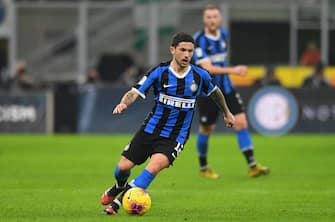 during the Coppa Italia Semi Final match between FC Internazionale and SSC Napoli at Stadio Giuseppe Meazza on February 12, 2020 in Milan, Italy.