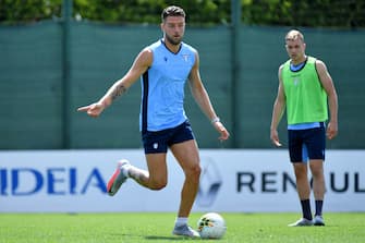ROME, ITALY - JUNE 15: Sergej Milinkovic Savic of SS Lazio in action during the training session at the Formello cen on June 15, 2020 in Rome, Italy. (Photo by Marco Rosi - SS Lazio/Getty Images)