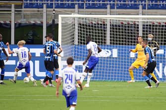 SampdoriaÕs Morten Thorsby (L) scores goal of 2 to 1 during the Italian serie A soccer match  Fc Inter and Uc Sampdoria  at Giuseppe Meazza stadium in Milan 21 June  2020.
ANSA / MATTEO BAZZI