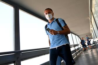 ROME, ITALY - JUNE 23: Ciro Immobile of SS Lazio during SS Lazio's travel to Bergamo ahead of Serie A match between Atalanta BC and SS Lazio on June 23, 2020 in Rome, Italy. (Photo by Marco Rosi - SS Lazio/Getty Images)
